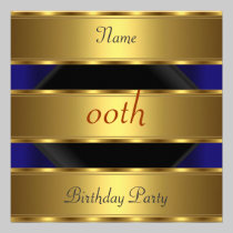 Any birthday Party Gold Black 3 invitations