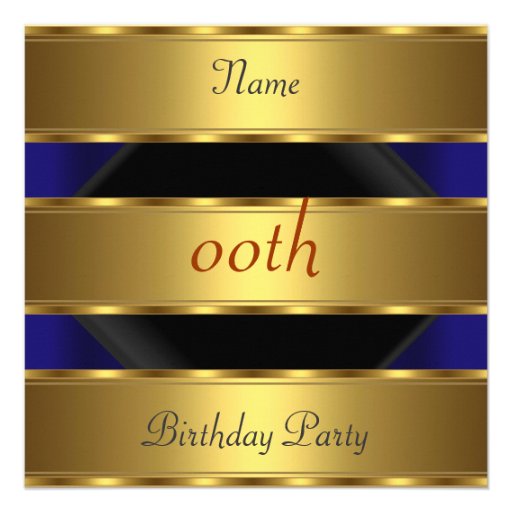 Any birthday Party Gold Black 3 Personalized Invitation