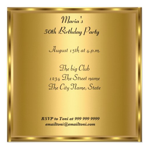Any birthday Party Gold Black 3 Personalized Invitation