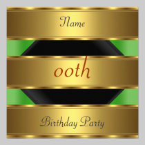 Any birthday Party Gold Black 4 invitations