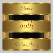 Any birthday Party Gold Black invitations