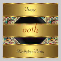 Any birthday Party Gold Black Gold invitations