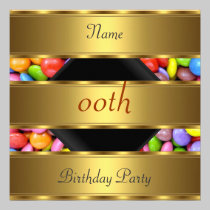 Any birthday Party Gold Black Gold Sweet invitations