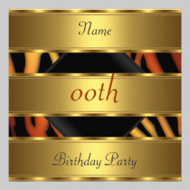Any birthday Party Gold Black Gold Zebra invitations