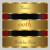 Any birthday Party Gold Black invitations