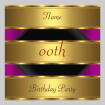 Any birthday Party Gold Black pink invitations