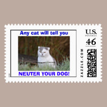 Any cat will tell you, NEUTER YOUR DOG! stamps