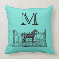 Any Color Background - Monogram Equestrian Throw Pillows