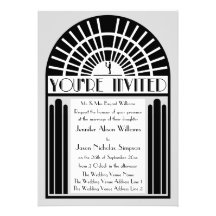 Any Color Bold Art Deco Style Wedding Invitations