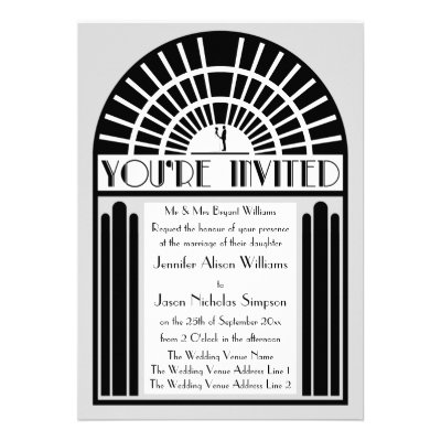 Any Color Bold Art Deco Style Wedding Invitations
