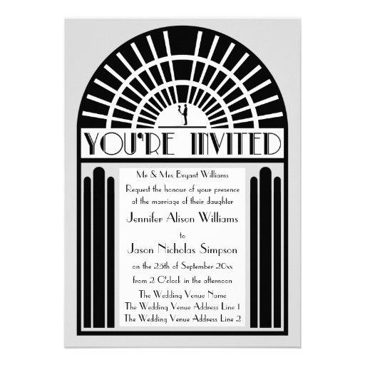 Any Color Bold Art Deco Style Wedding Invitations