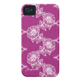 Hot Pink Floral Roses in Lace iphone case