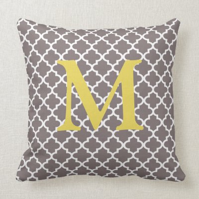 Any Color Monogram Moroccan Tile Pattern Pillow