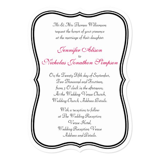 Any Color Simple Double Border Shaped Wedding 5x7 Paper Invitation Card ...