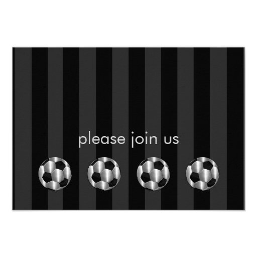 Any Color Stripe with Silver Soccer Balls Response Custom Announcements