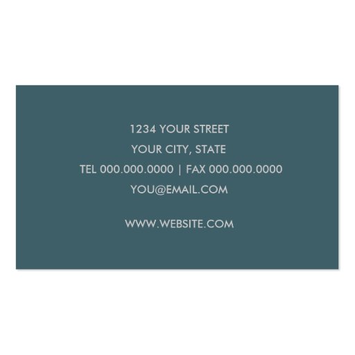 Any Color with Dk Teal Damask Business Card (back side)
