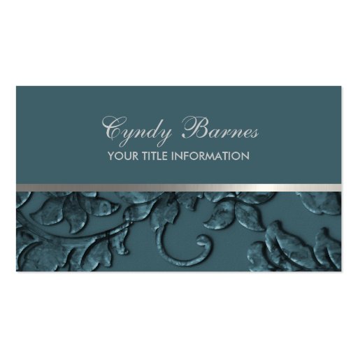 Any Color with Dk Teal Damask Business Card