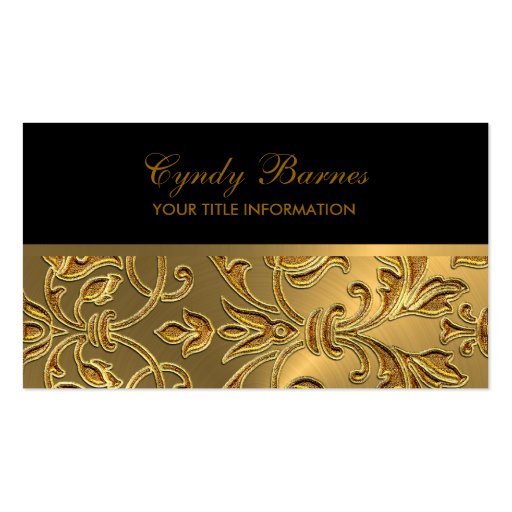Any Color with Gold Damask Business Card (front side)