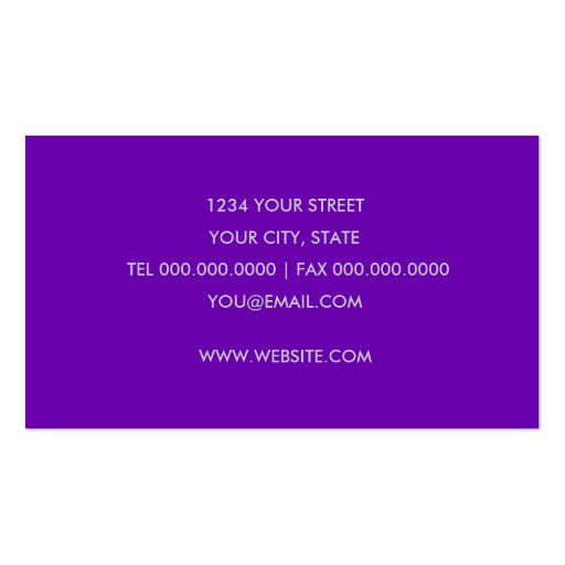 Any Color with Purple Damask Business Card (back side)