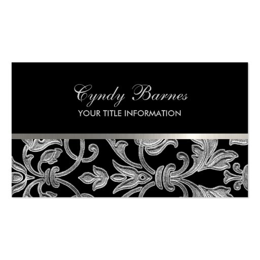 Any Color with Silver Damask Business Card (front side)