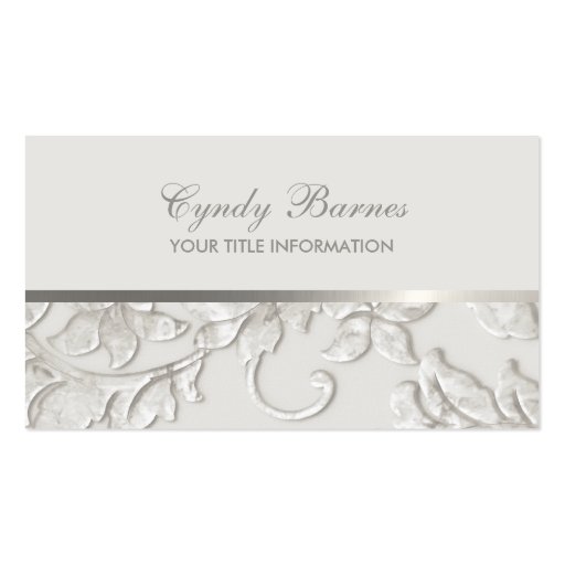 Any Color with White Damask Business Card (front side)