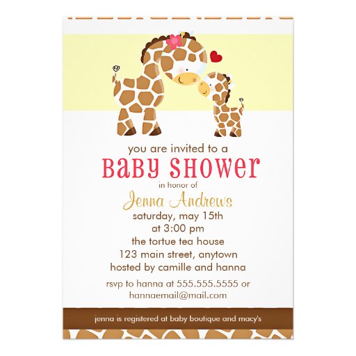 Any Gender Cute Giraffe Baby Shower Announcement