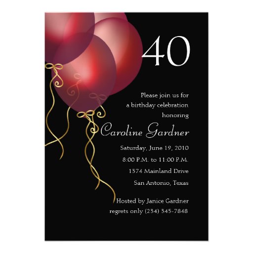 Any Number Birthday  Red Balloons Custom Invites