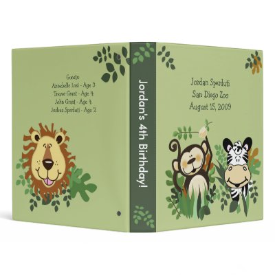ANY OCCASION Monkey, Zebra, Lion Jungle Safari Vinyl Binders by allpetscherished