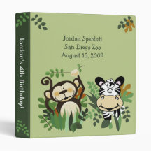 ANY OCCASION Monkey, Zebra, Lion Jungle Safari Vinyl Binders