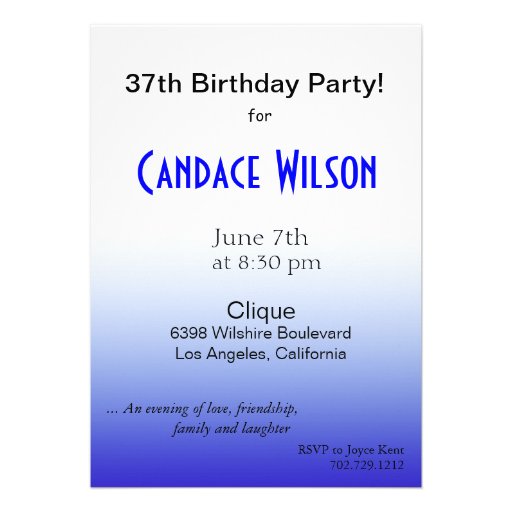 Any Purpose Party Celebration blue Personalized Invitation