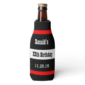 Any Year Birthday Black with Red Frame Custom A01Z Bottle Cooler