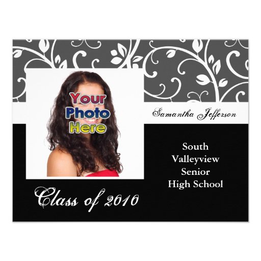 Any Year~ Black and White Vines Photo Graduation Personalized Announcements