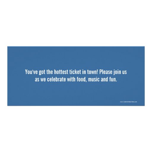 Any Year~ Blue Party/Event Ticket Custom Invitation