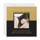 Any Year~ Gold/Black Modern Square Graduation invitation