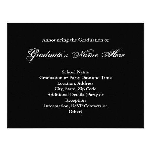 Any Year ~ Luxury Black/White Swirl Graduation Personalized Announcement