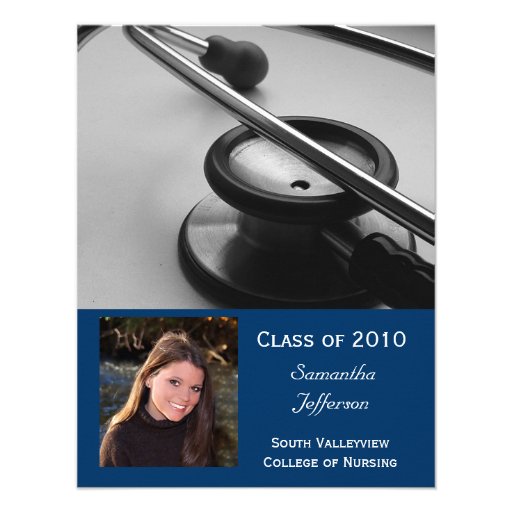 Any Year- Medical School, Nursing Photo Graduation Personalized Announcements (front side)