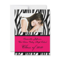 Any Year ~ Pink Zebra Photo Graduation Invitation