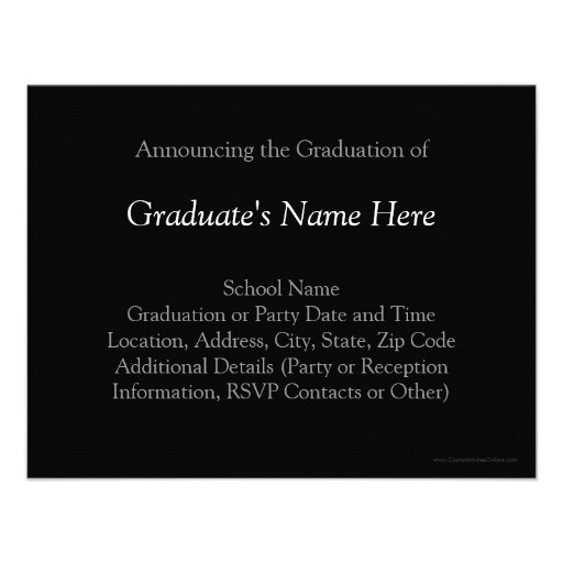 Any Year | Sleek Black Graduation Announcement