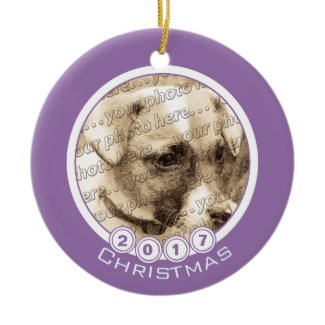 Anyone Date Christmas Custom Purple Photo Ornament