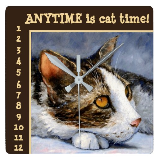 Anytime is Cat Time Art Wall Clock Zazzle
