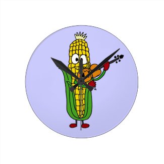 AP- Corn Playing Fiddle or Violin Clock