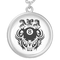 APA 8 Ball Gothic Design Necklace
