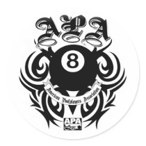 APA 8 Ball Gothic Design Round Stickers