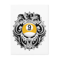 APA 9 Ball Gothic Design Postcards