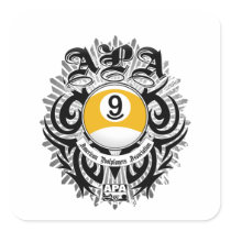 APA 9 Ball Gothic Design Square Sticker