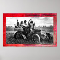 APACHES AND GERONIMO DRIVING A MOTOR CAR PRINT