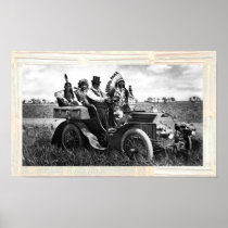 APACHES AND GERONIMO DRIVING A MOTOR CAR POSTERS