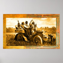 APACHES AND GERONIMO DRIVING A MOTOR CAR POSTERS