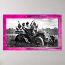 APACHES AND GERONIMO DRIVING A MOTOR CAR PRINT