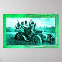 APACHES AND GERONIMO DRIVING A MOTOR CAR POSTERS